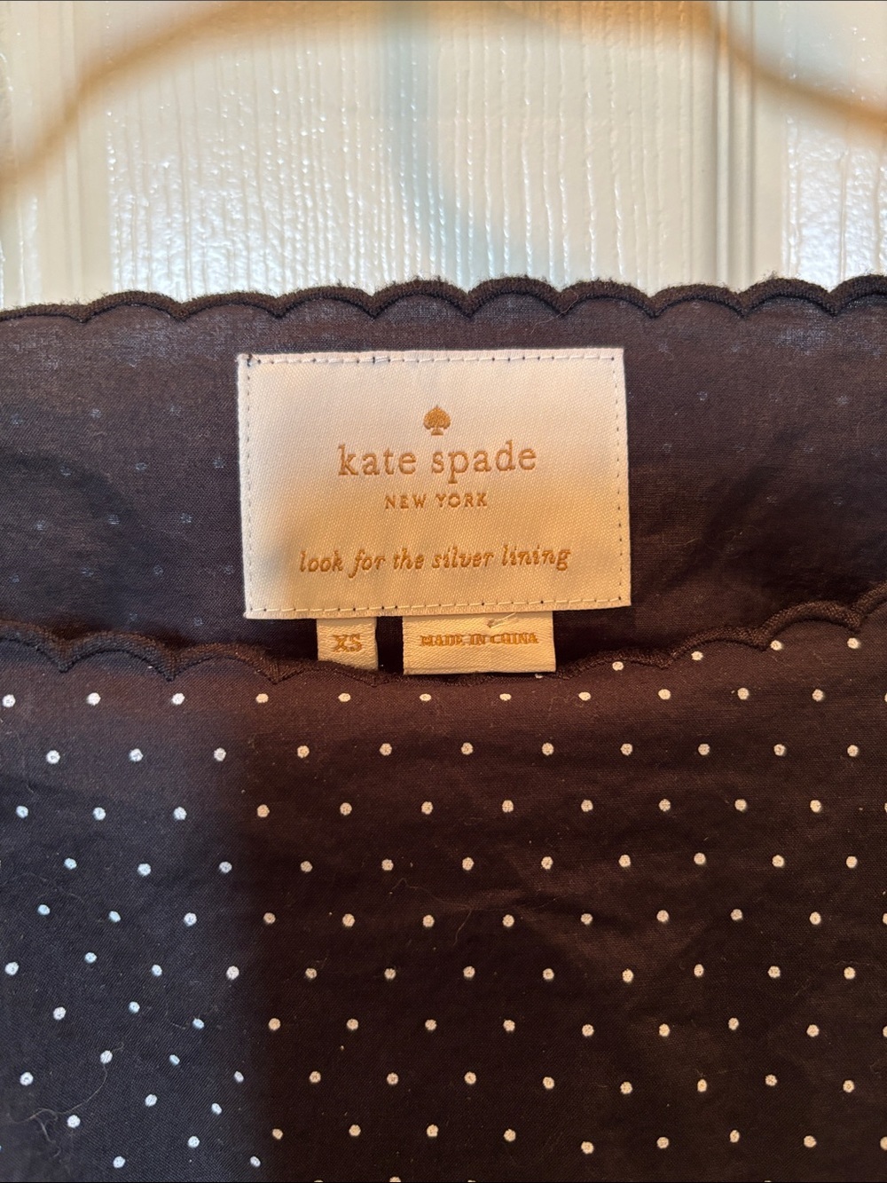 Kate Spade New York Pin Dot Scallop Poplin Mini Dress Smocked Black Size XS - Picture 3 of 8